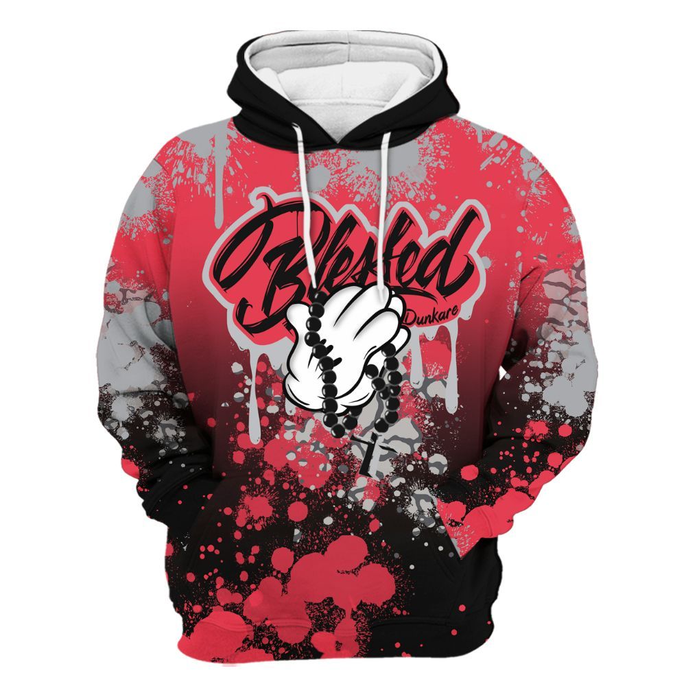 Hoodie To Match Black Cement 3s - God Blessed Ink Drip All Over Print