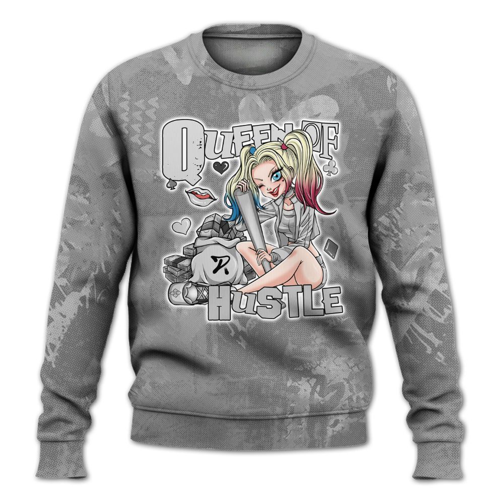 Sweatshirt To Match Black Wolf Grey 12s - Hustles Quiinn Heart Grunge All Over Print