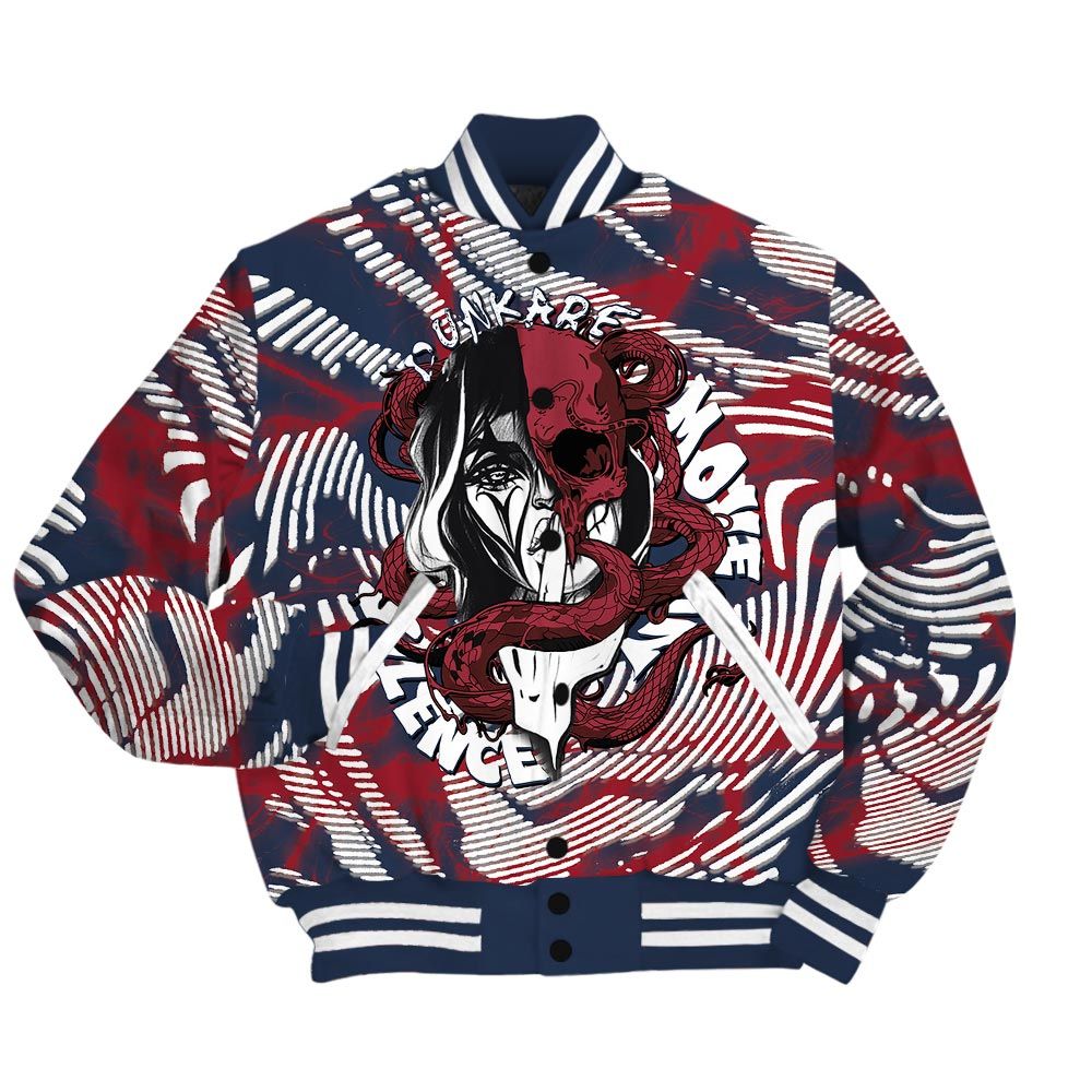 Varsity Jacket To Match Navy Blue 2024 6s - Move In Silence Fume Varsity Jacket Unisex