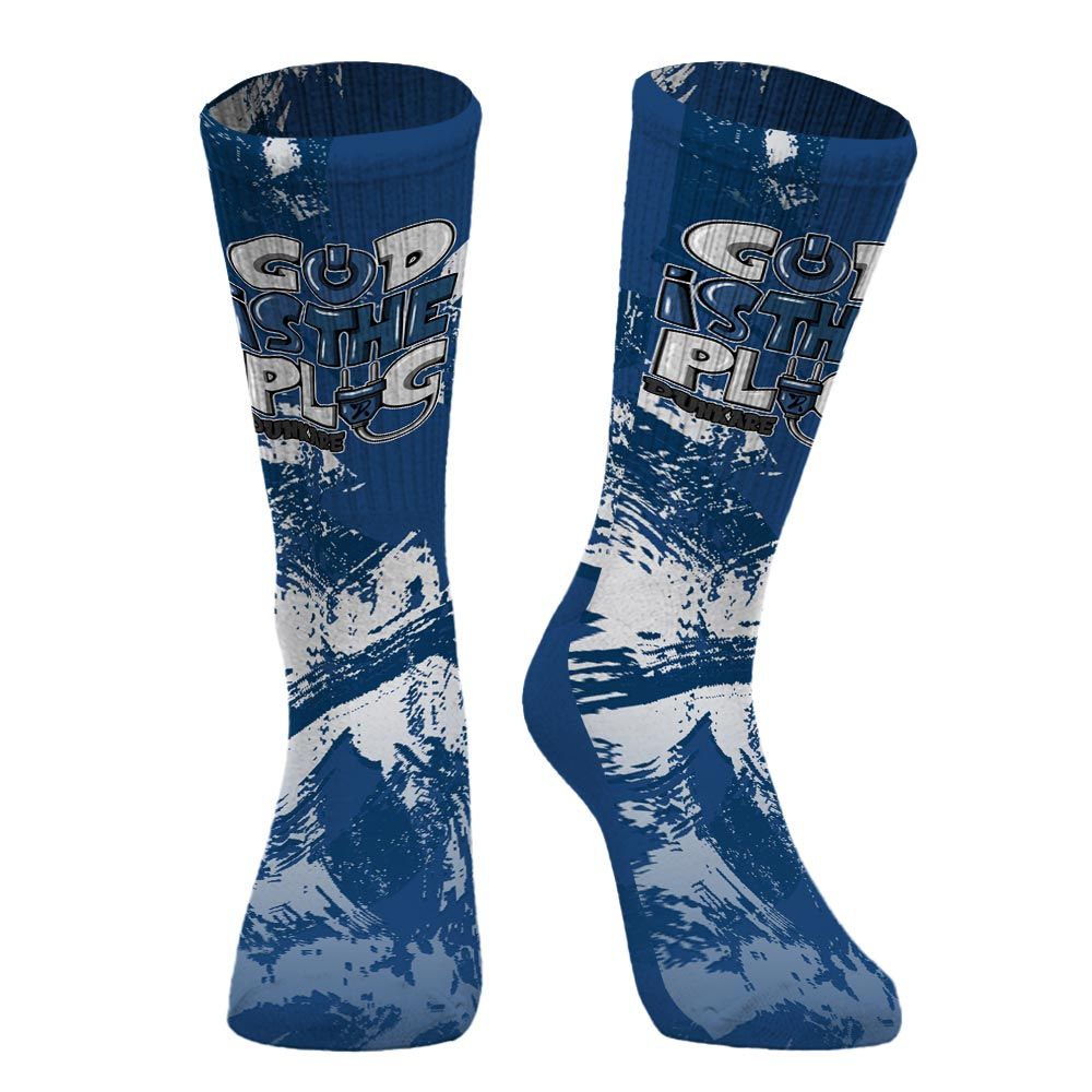 Sock To Match High OG Midnight Navy 1s - God Is The Power Cord Circle Splash