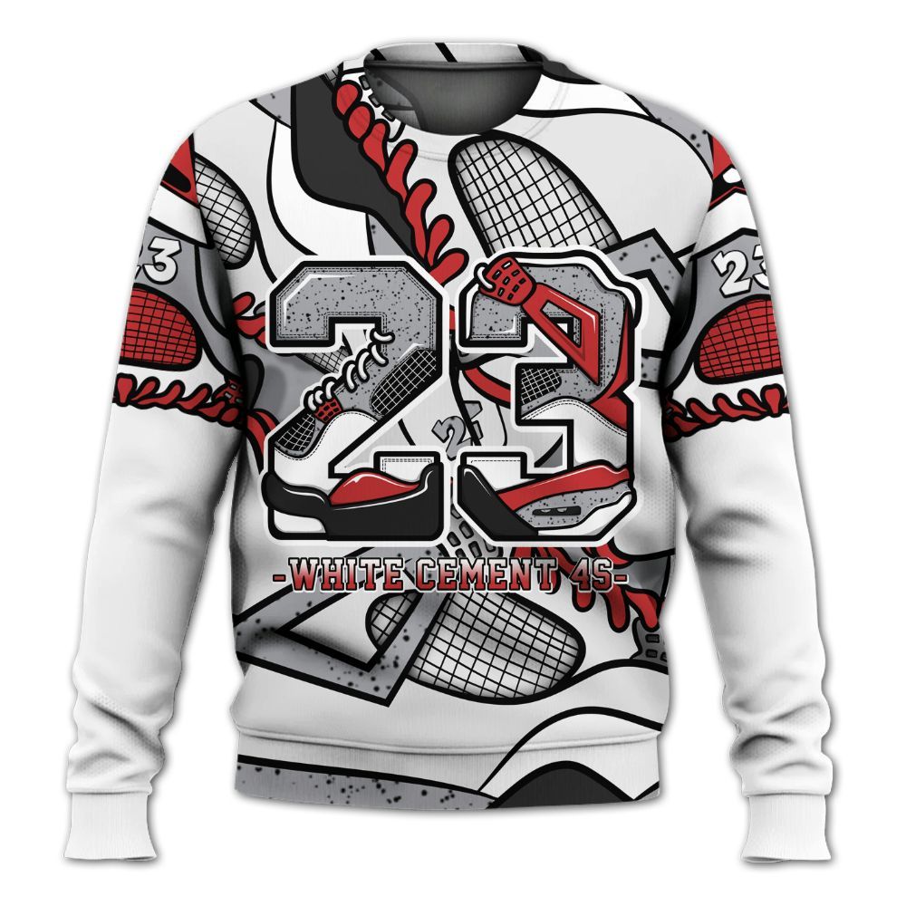 Sweatshirt To Match White Cement 4s - Number 23 Style 4s All Over Print