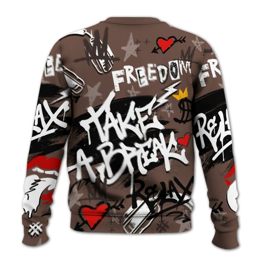 Sweatshirt To Match Air Force 1 Low Escape - Take Break Freedom Graffiti Streetwear All Over Print