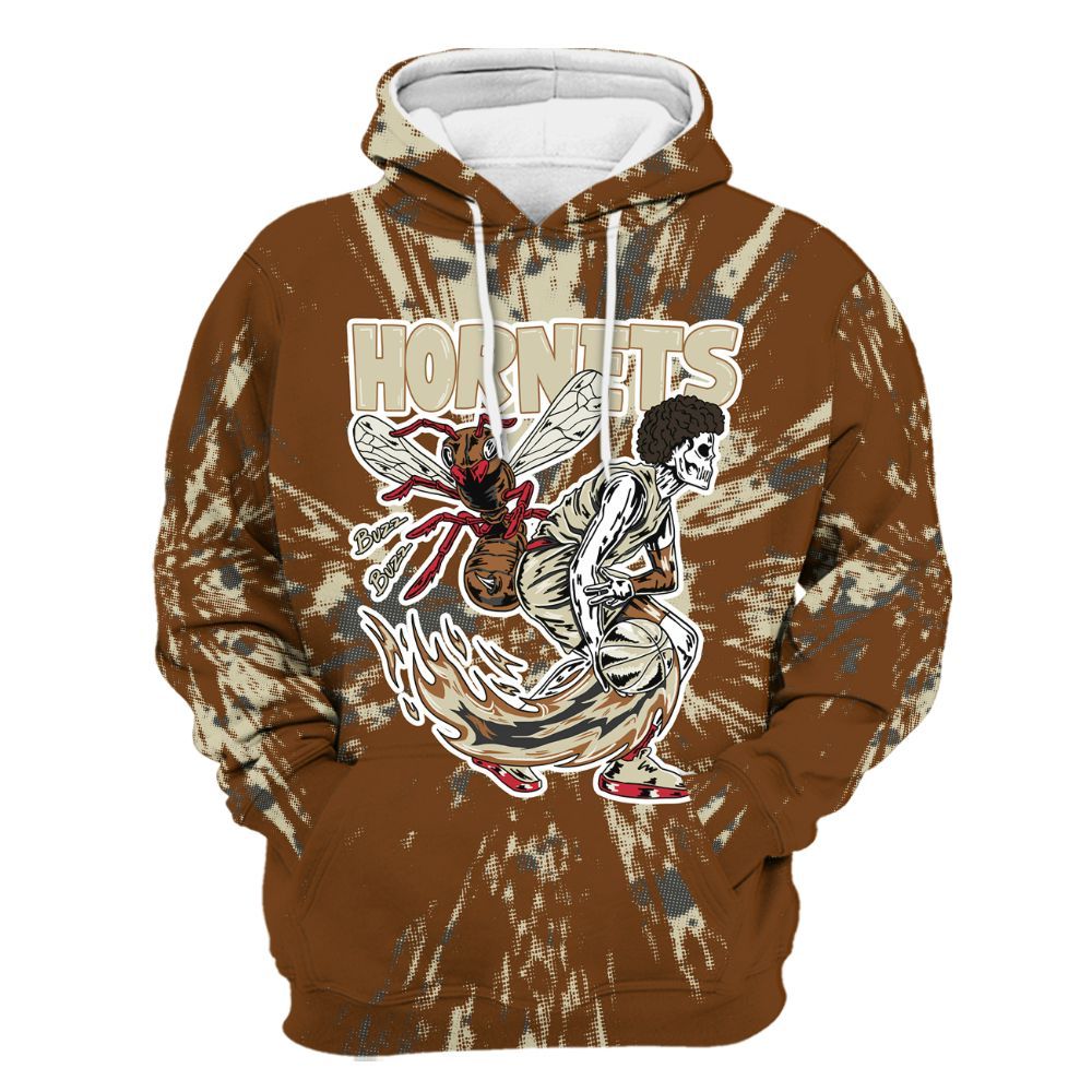 Hoodie To Match Archaeo Brown 5s - Hornets Skeleton Luxury All Over Print