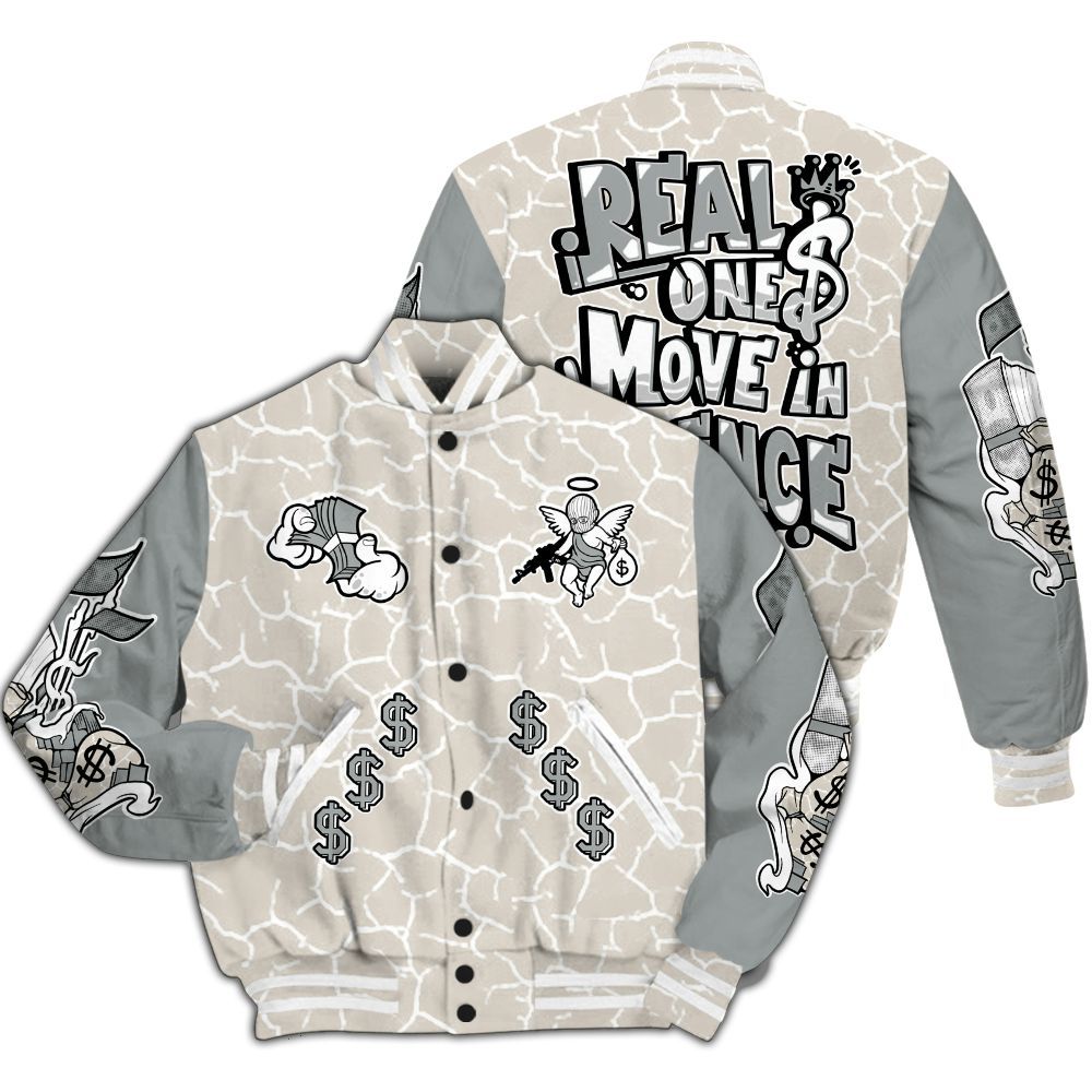 Varsity Jacket To Match Retro Pure Money 3s - Ones Move In Silence All Over Print