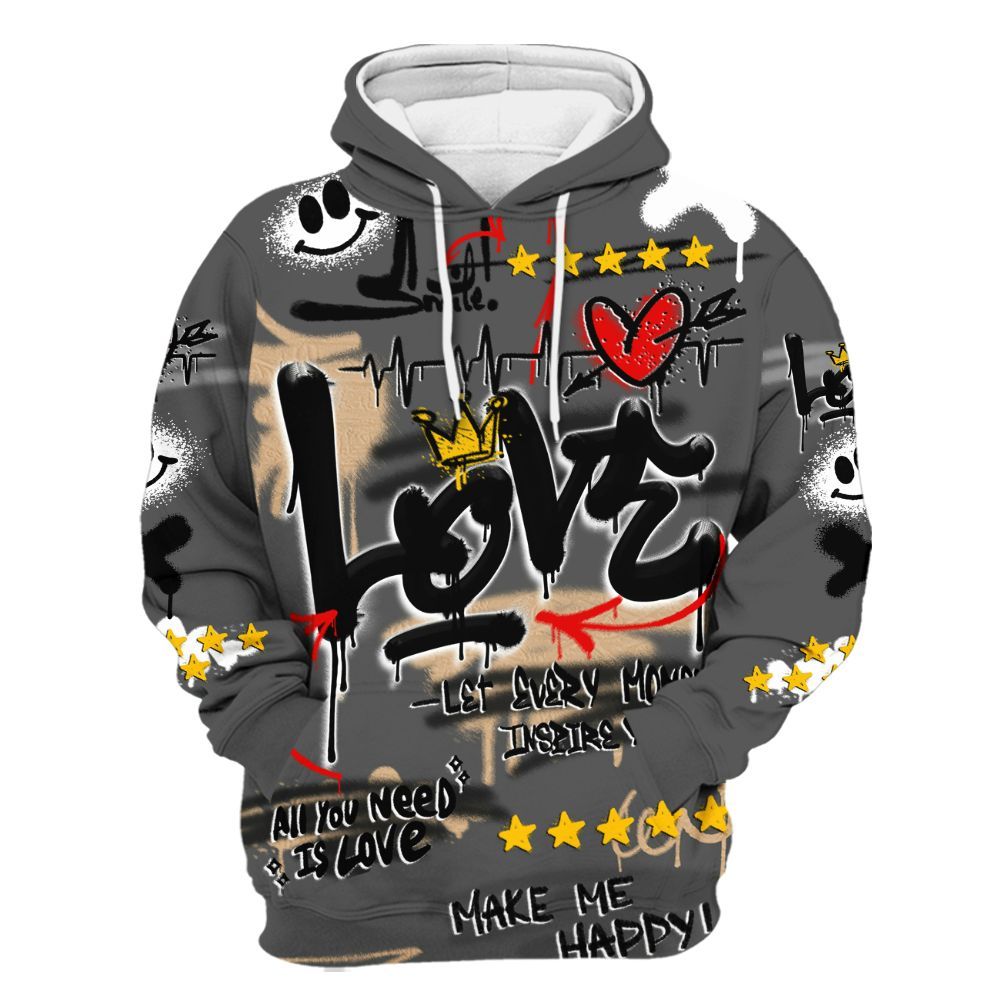 Hoodie To Match Kobe 9 EM Mamba - Happy Love Beats Graffiti Streetwear All Over Print