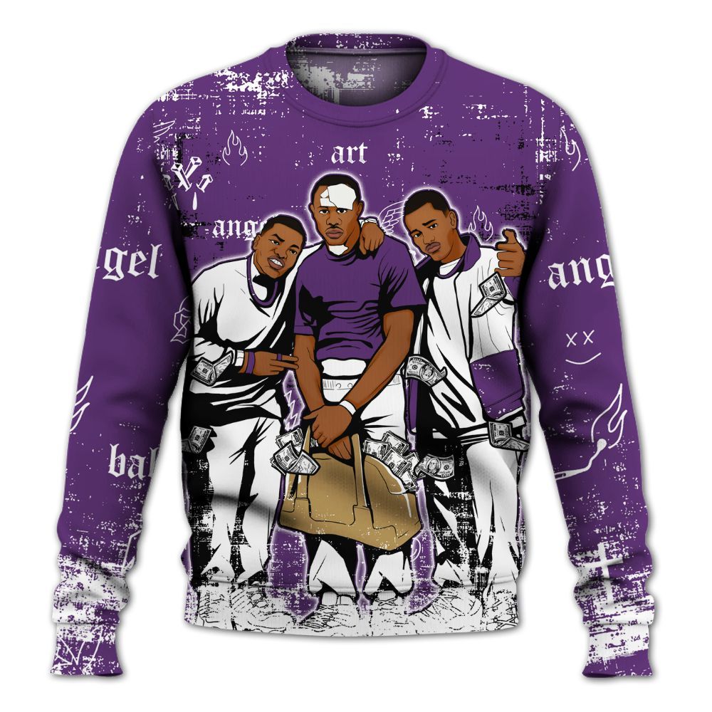 Sweatshirt To Match Air Diamond Turf Ravens - Paid In Full Money All Over Print