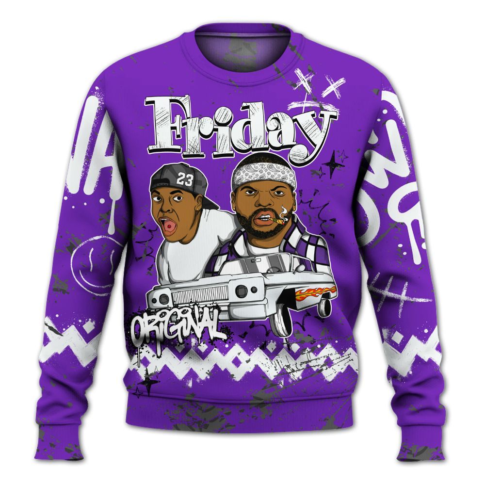 Sweatshirt To Match Retro Dark Iris 3s - Friday Sneaker Crayon All Over Print