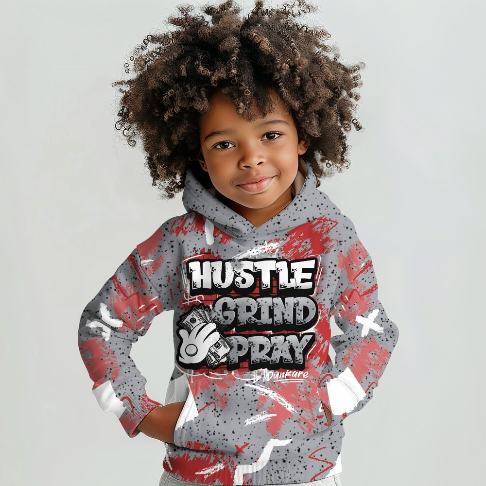 Hoodie To Match White Cement 4s - Hustle Grind Pray Retro All Over Print