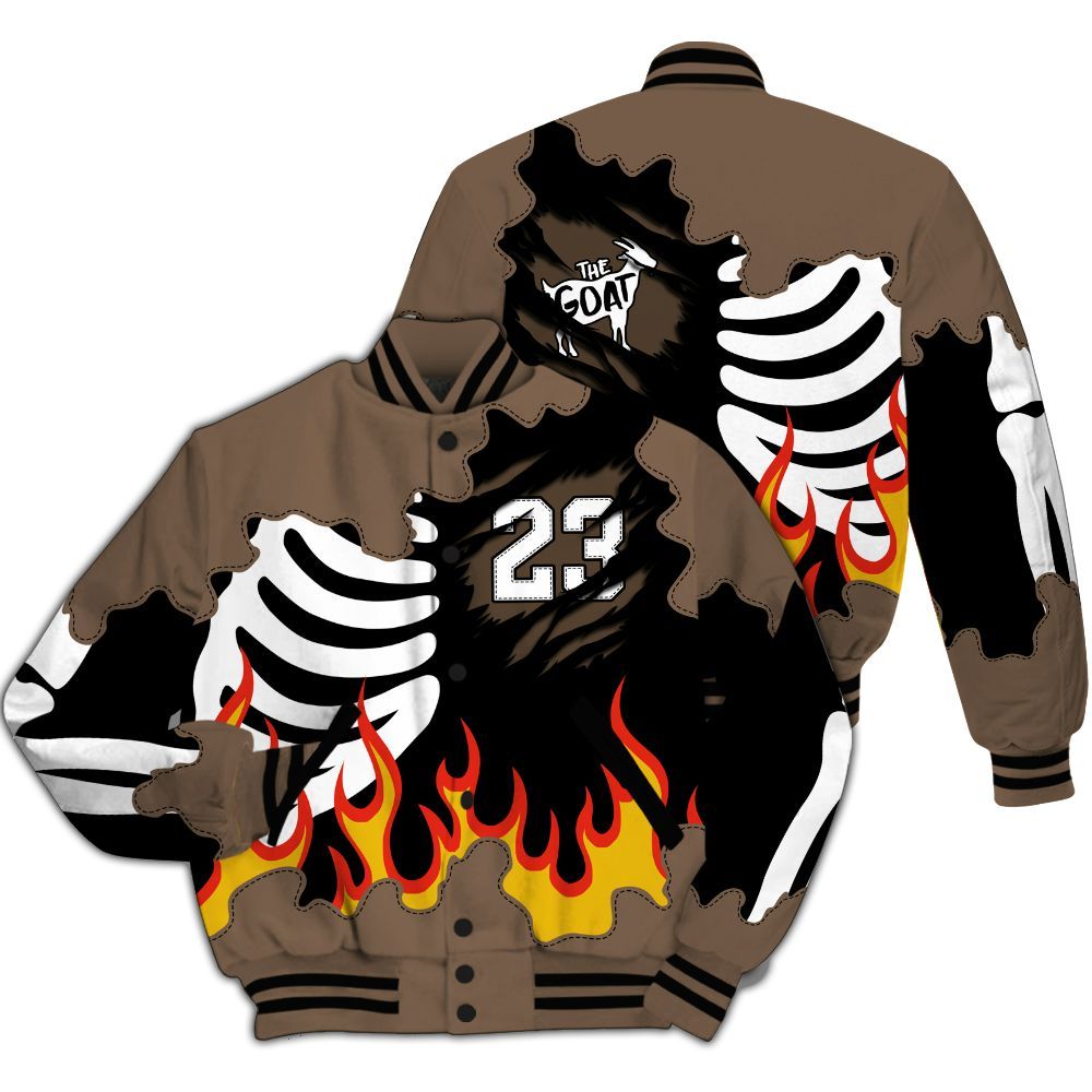 Varsity Jacket To Match Dark Mocha Jack - Burning Skeleton 23 G.O.A.T All Over Print