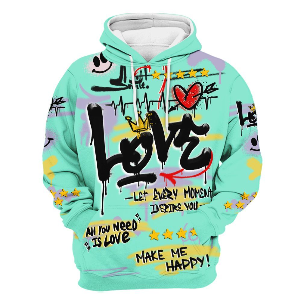 Hoodie To Match Dunk Low Easter 2026 - Happy Love Beats Graffiti Streetwear All Over Print