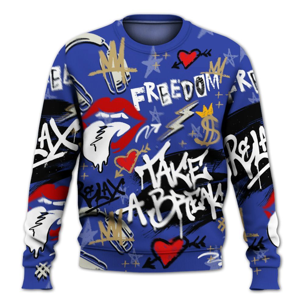 Sweatshirt To Match Air 180 Concord - Take Break Freedom Graffiti Streetwear All Over Print