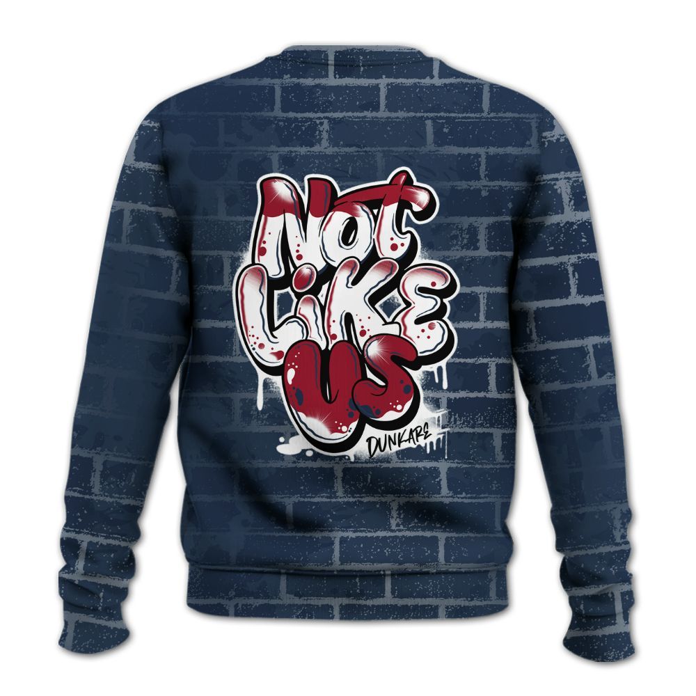 Sweatshirt To Match White Midnight Navy 6s - None Like Us Graphic Brick Art All Over Print