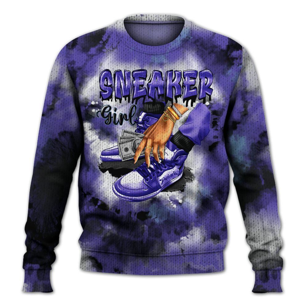 Knitted Sweater To Match Retro Concord 5s - SNEAKER Girl Money Drip Tie Dye