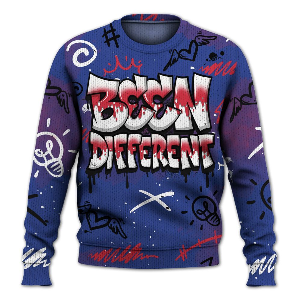 Knitted Sweater To Match Air Griffey Max USA Red White Blue 1s - Drip Been Di2ferent