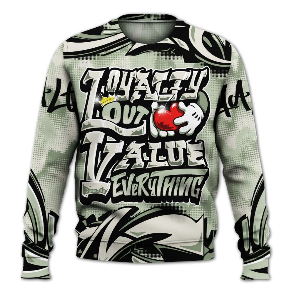 Sweatshirt To Match Seafoam Sail 4s - Loyalty Out Value Graffiti All Over Print