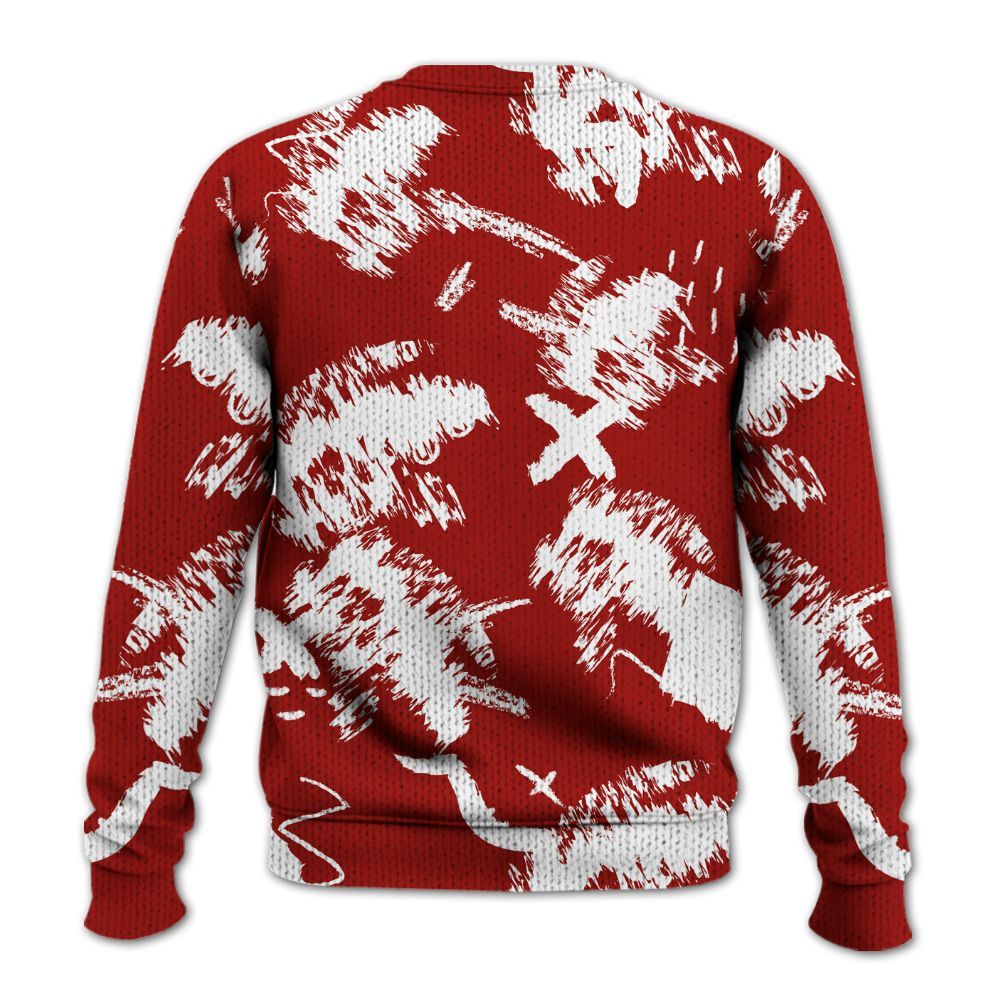 Knitted Sweater To Match High OG Varsity Red 1s - Hustle Grind Pray Retro