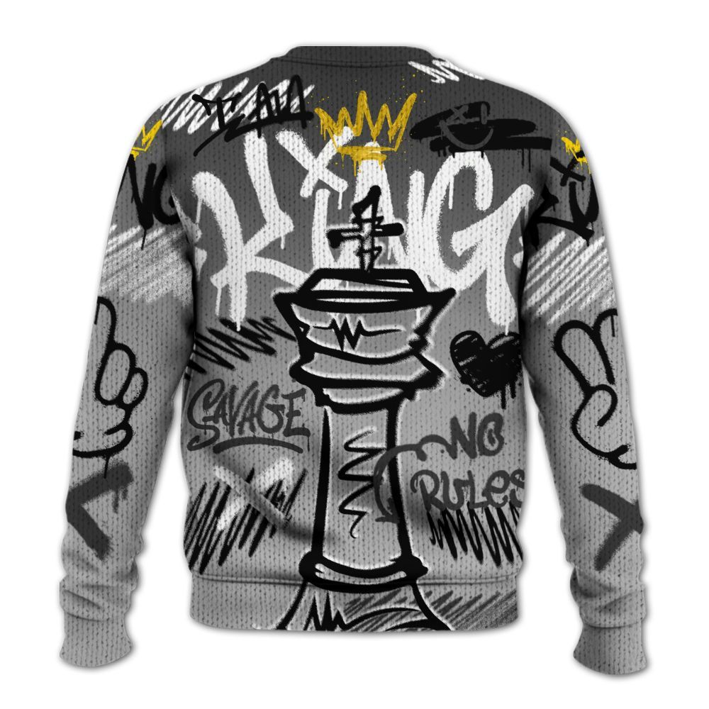 Knitted Sweater To Match NOCTA Black 2s - Street King Chess Streetwear