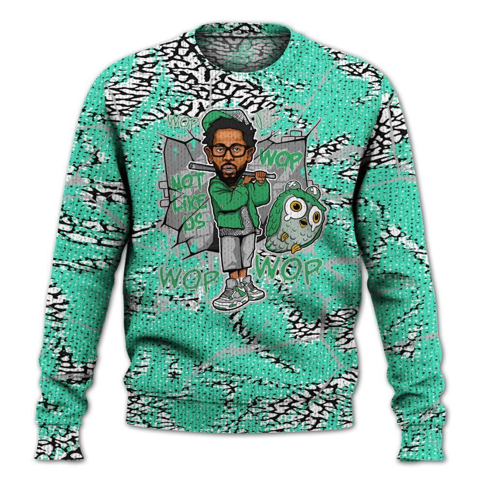 Knitted Sweater To Match Black Green Glow 3s - None Like ComptonCity Graphic Crack