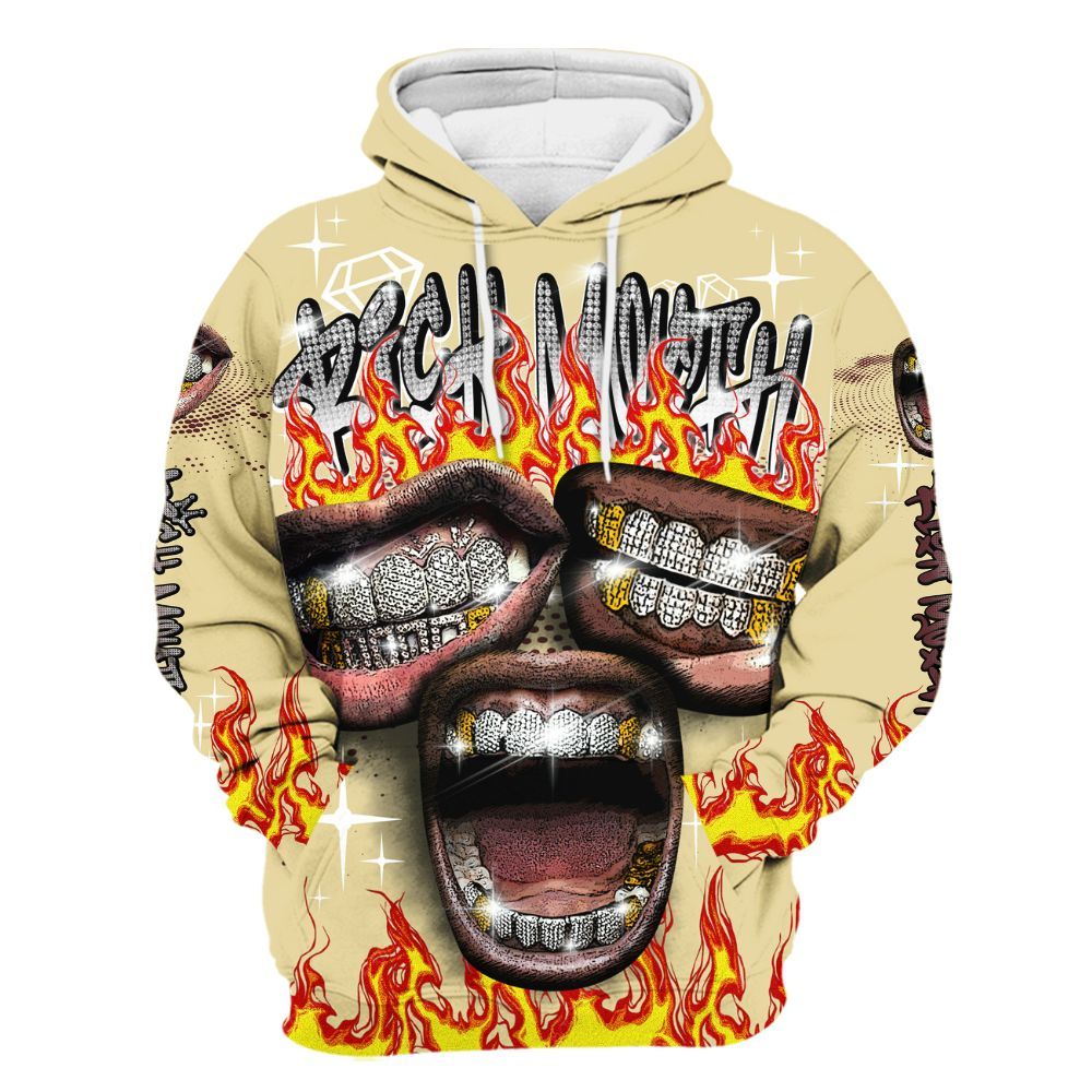 Hoodie To Match Women Phantom 12s - Rich Mouth Fire Rap Retro 90s All Over Print