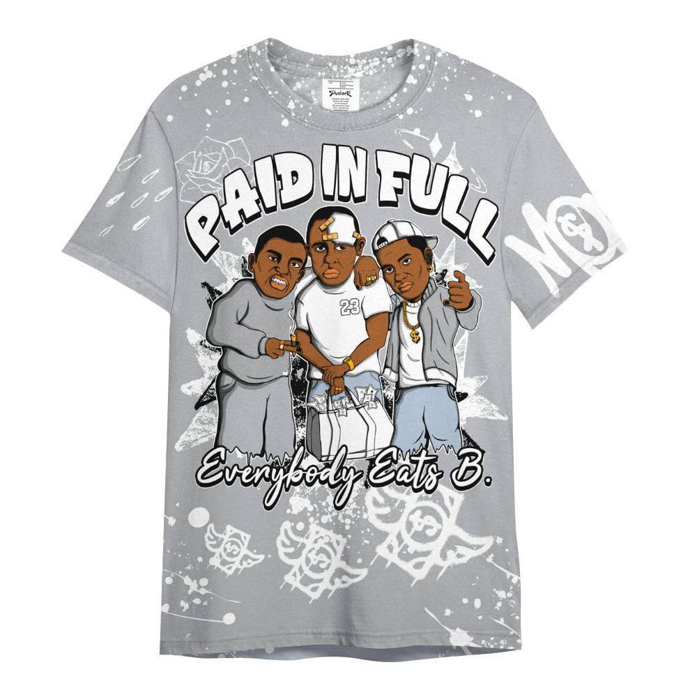 Shirt To Match Low OG Wolf Grey 1s - Everybody Paid In Full Crayon All Over Print