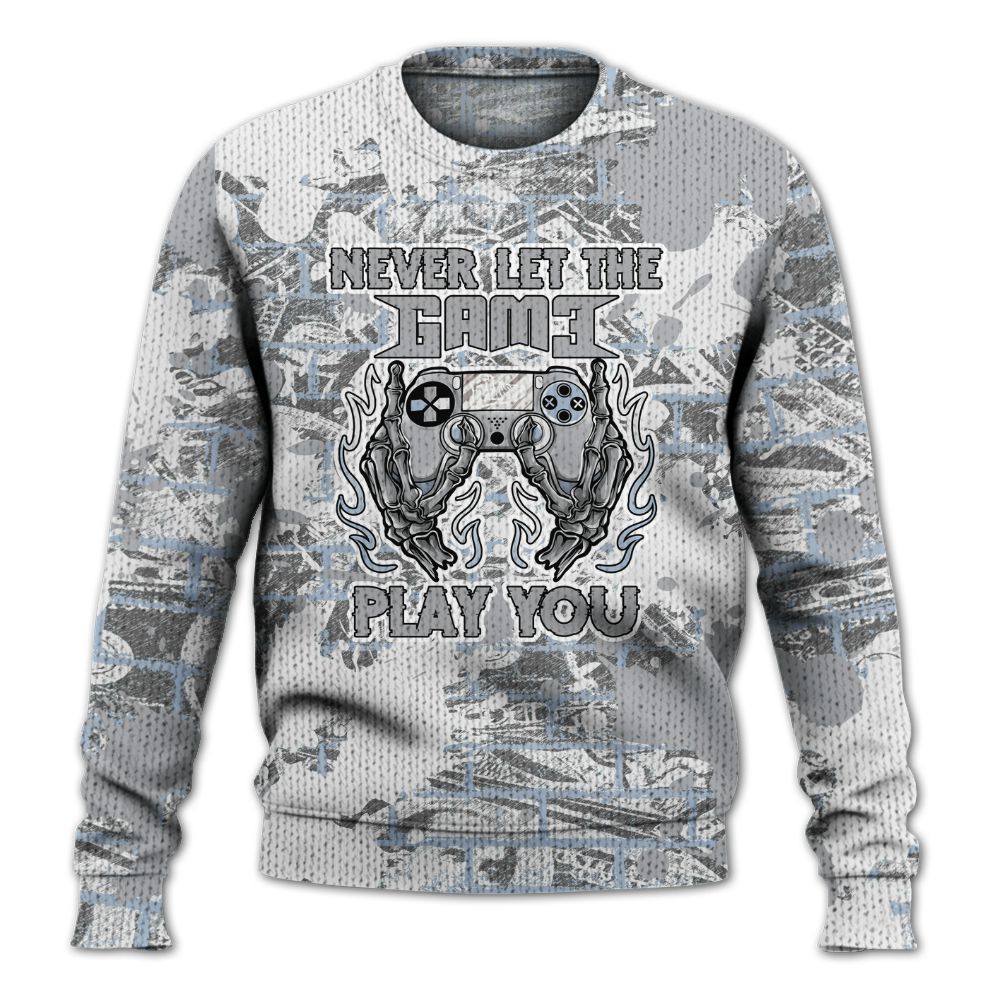 Knitted Sweater To Match Low OG Wolf Grey 1s - PlayGame Skull Brick