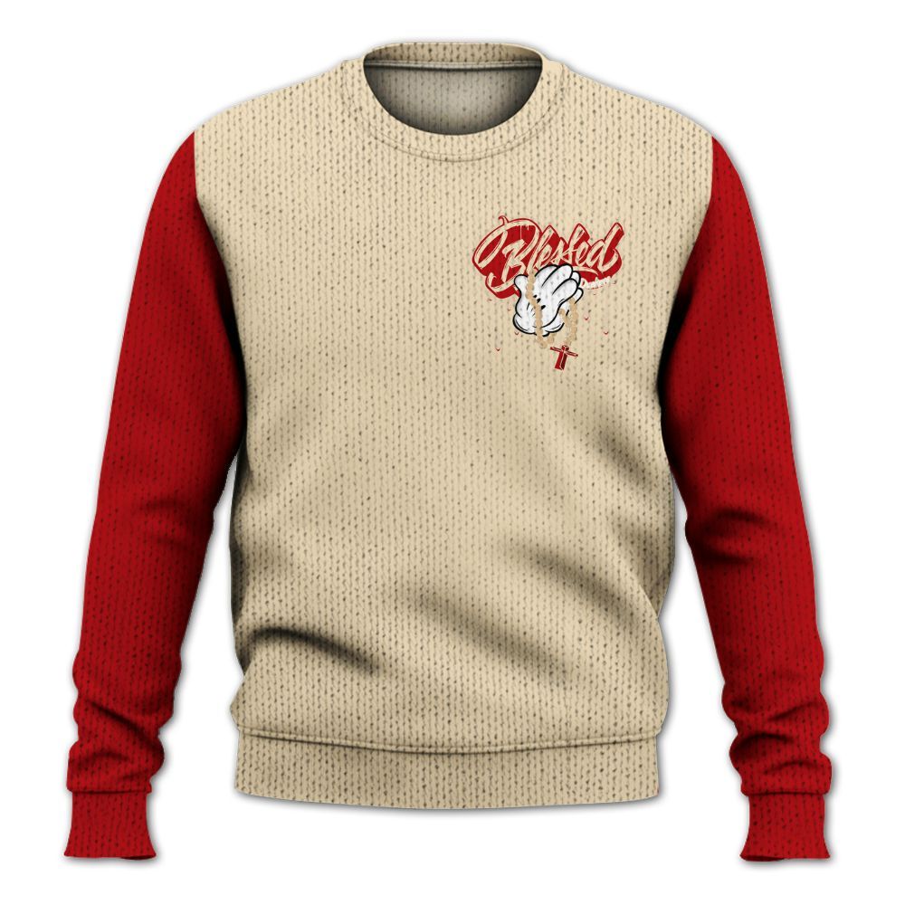 Knitted Sweater To Match Dunk Low Strawberry Waffle, Custom Name God Blessed Drip