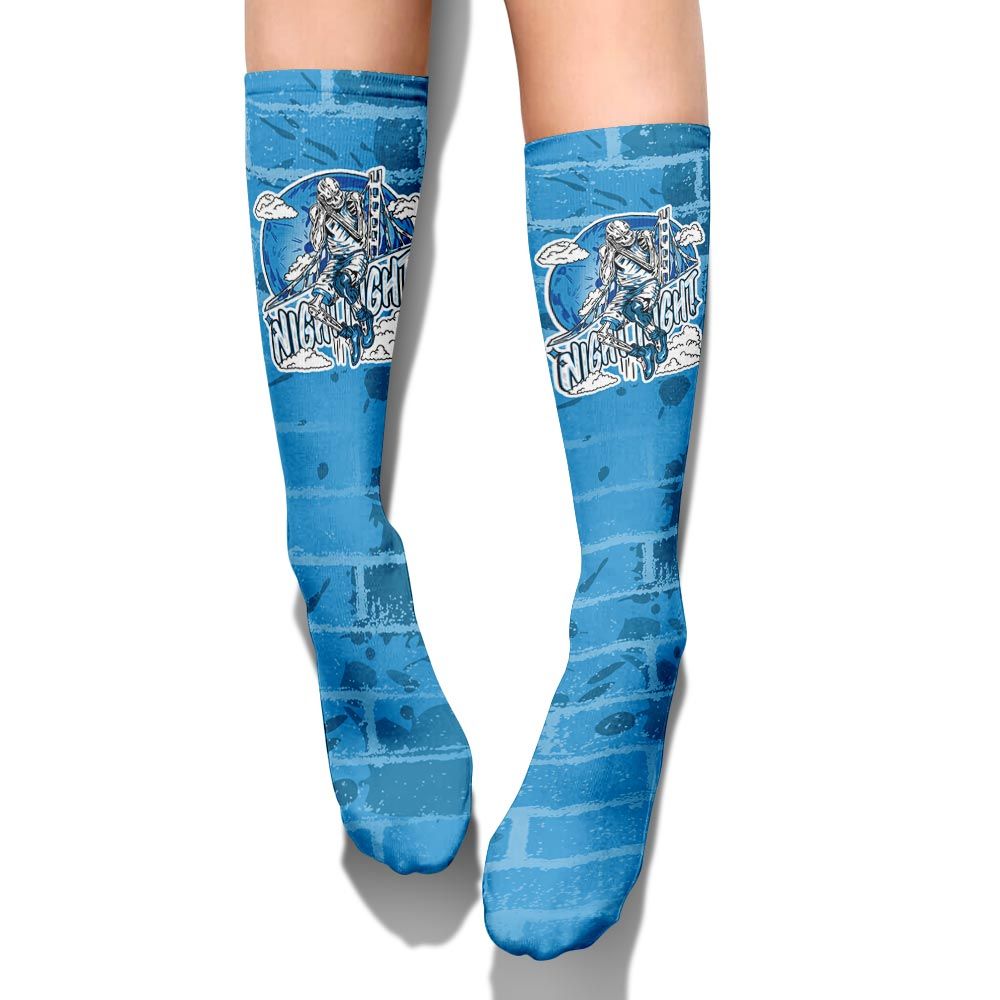 Sock To Match Powder Blue 9s - Seeya Skeleton Brick