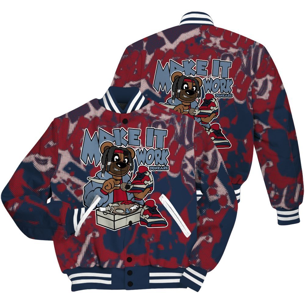 Varsity Jacket To Match Navy Blue 2024 6s Shirt - Pull It Off Bear Street All Over Print