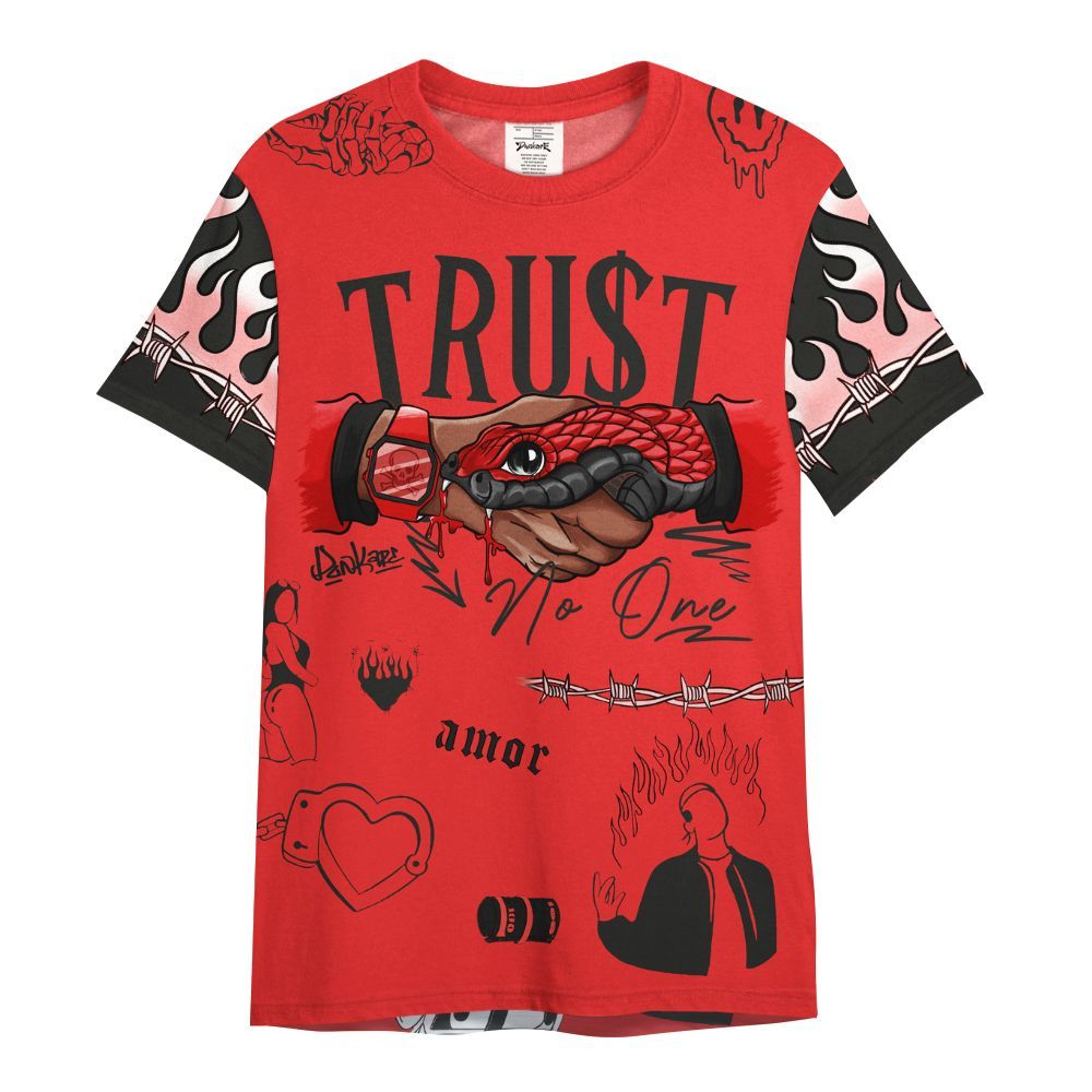 Shirt To Match Red Thunder 4s - Snake Trust No One All Over Print