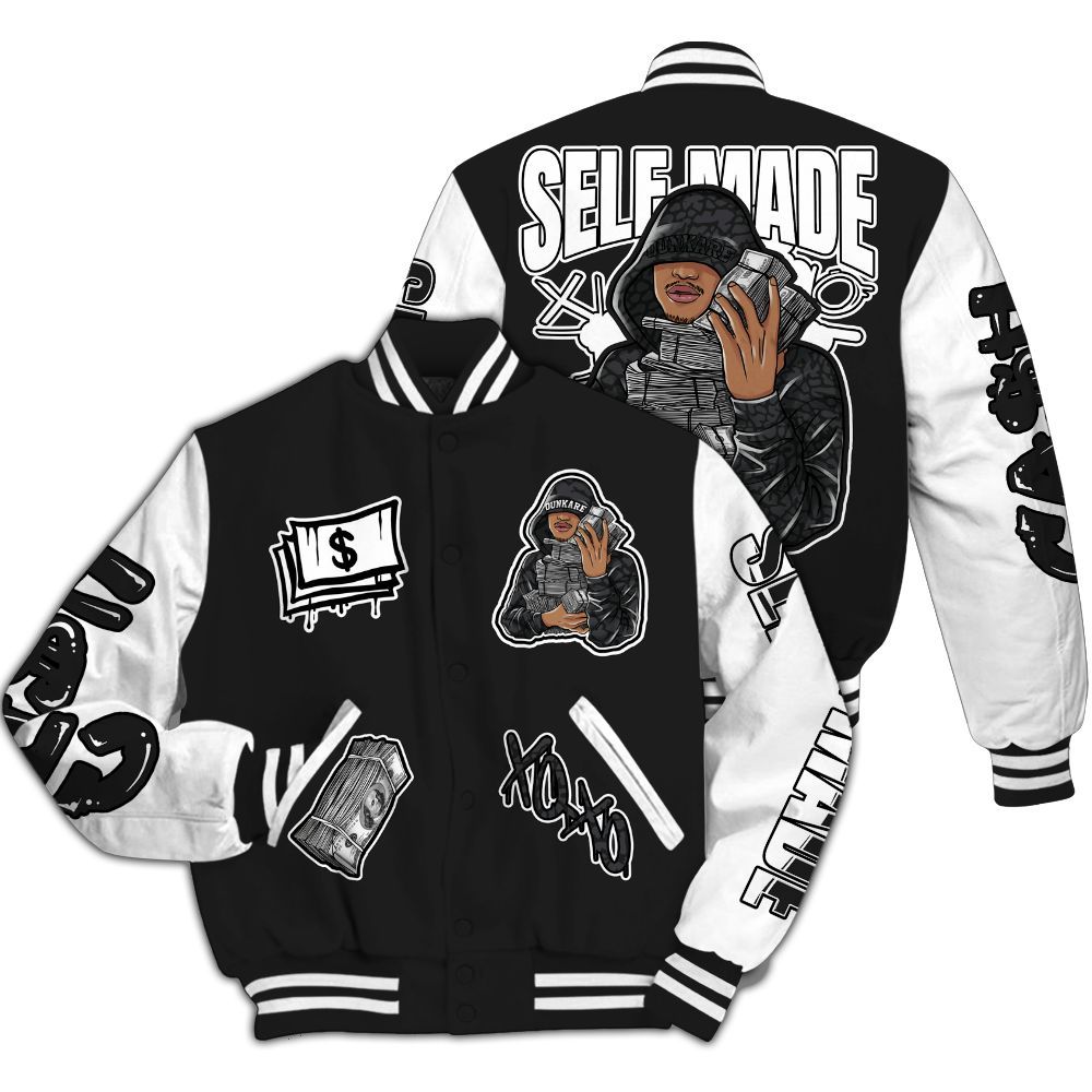 Varsity Jacket To Match Black Cat 3s - Selfmade Unique All Over Print