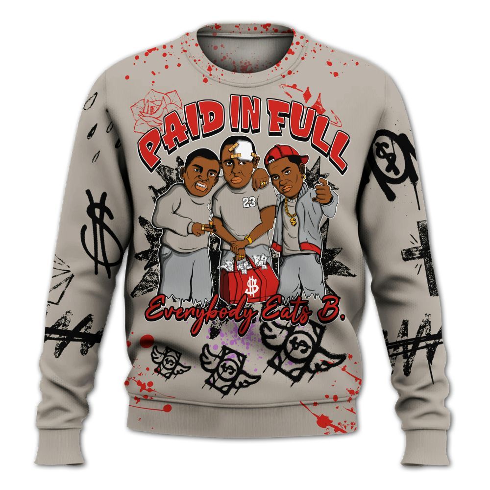 Sweatshirt To Match Low OG Phantom 1s - Everybody Paid In Full Crayon All Over Print