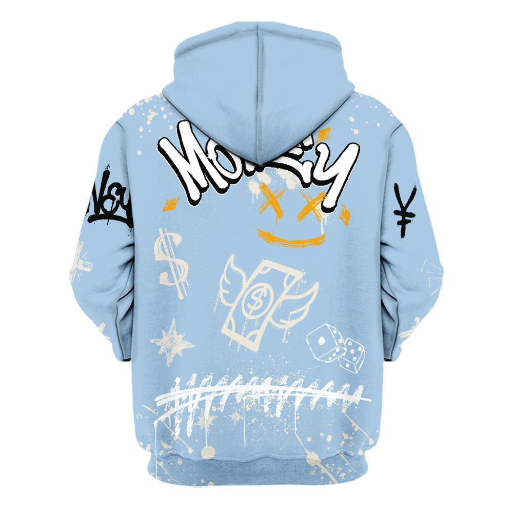 Hoodie To Match Retro High OG Pale Ivory Psychic Blue 1s - Everybody Paid In Full Crayon All Over Print