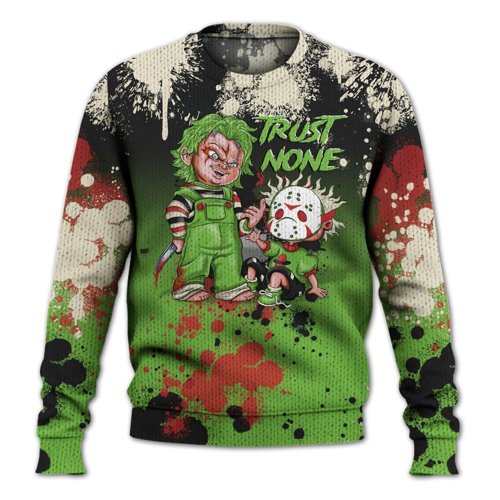 Knitted Sweater To Match Air Max Waffle SP Action Green - Trust No One Scary