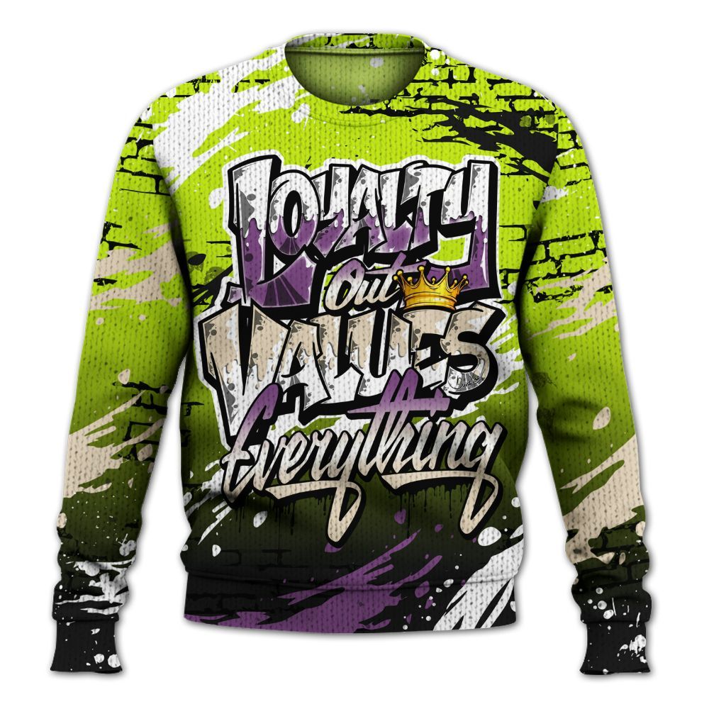 Sweater To Match GS Black Barely Volt 11s - Values Of Loyalty Drip Graphic