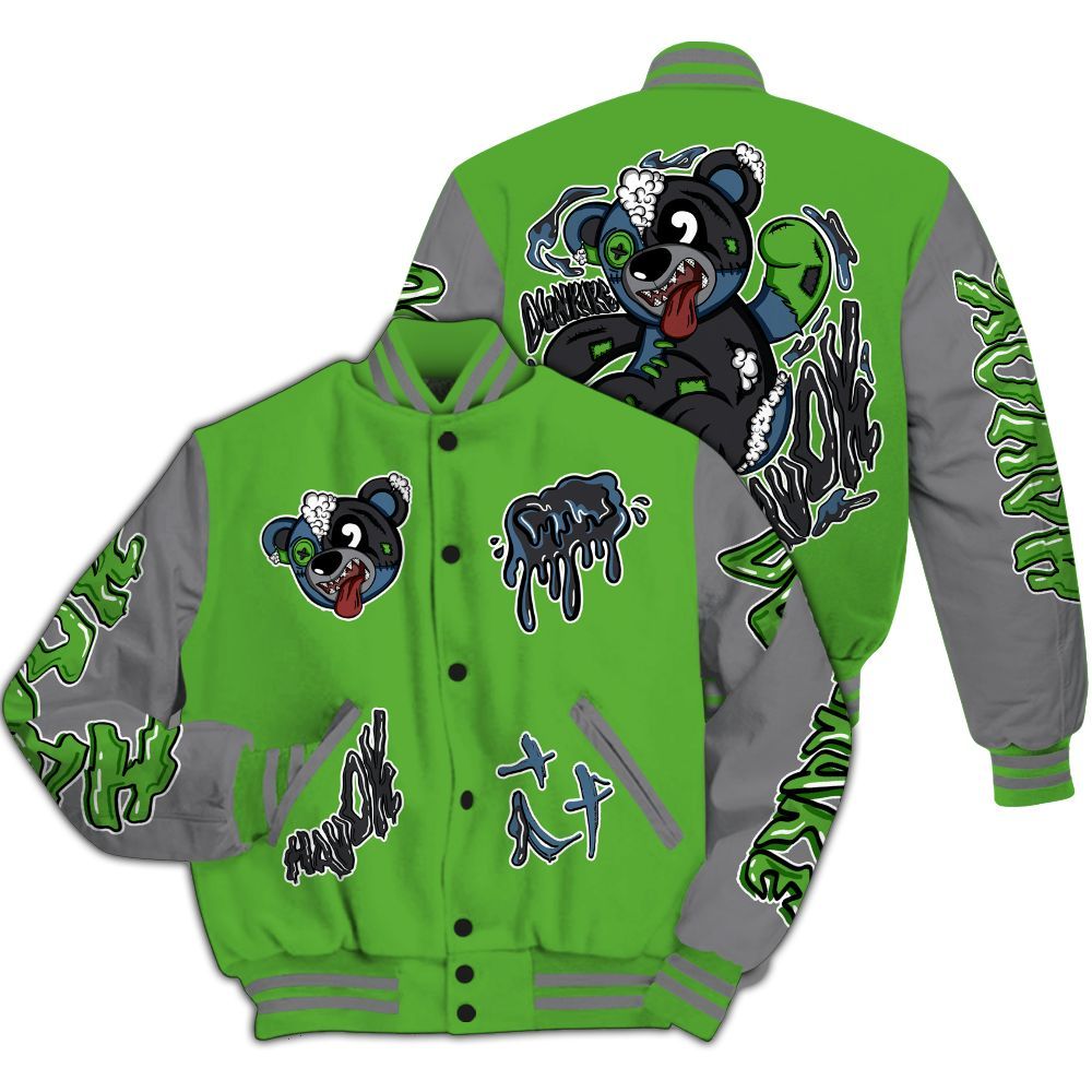 Varsity Jacket To Match Retro Green Bean 5s - Havok Bear All Over Print