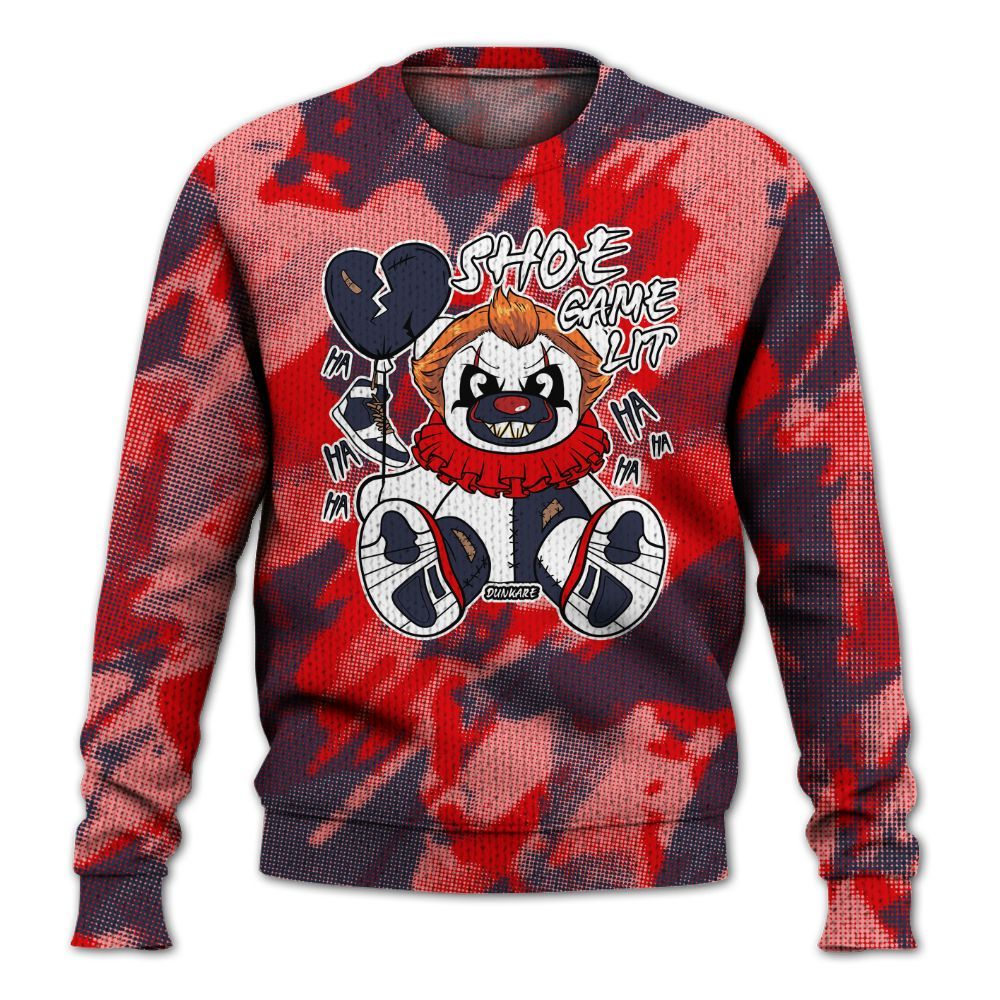 Knitted Sweater To Match Low OG Howard University 1s - Shoe Game Bear Abstract Halftone