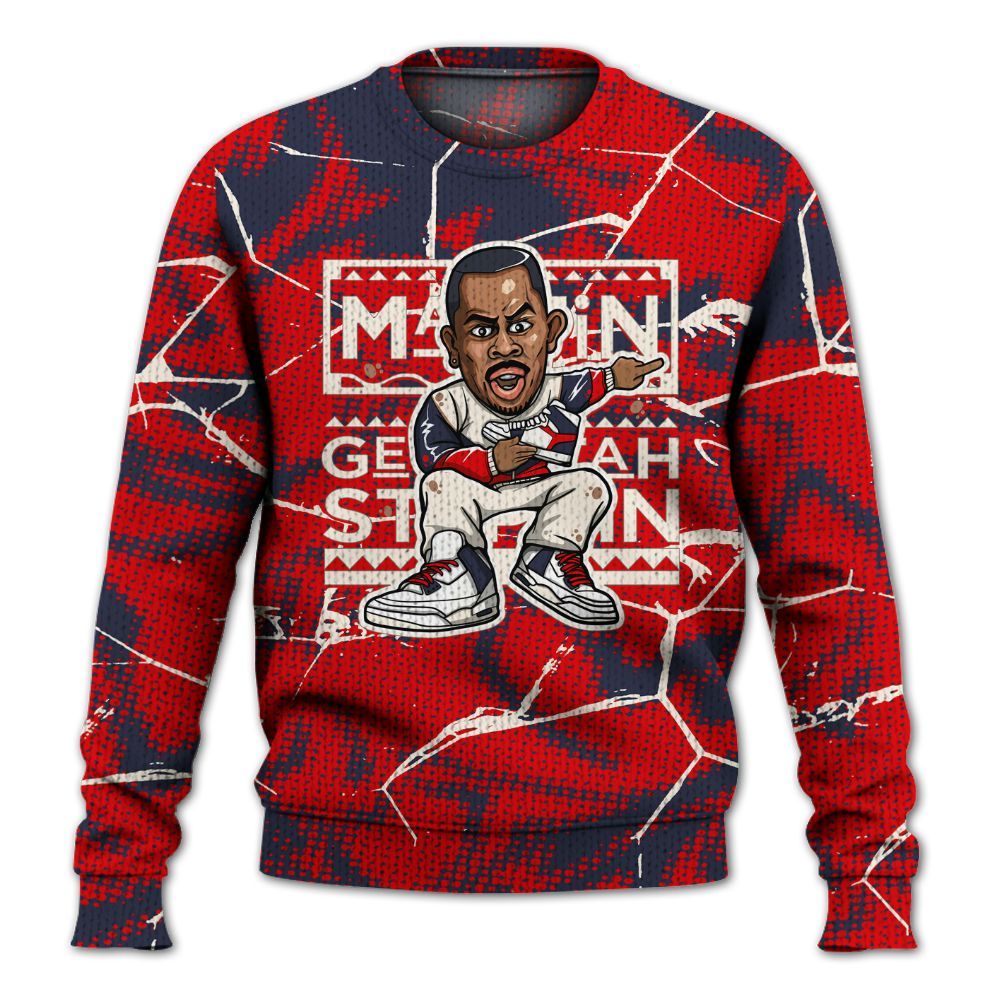 Knitted Sweater To Match Low OG Howard University 1s - Get Tag Sneakers Steppin' Graphic Crack