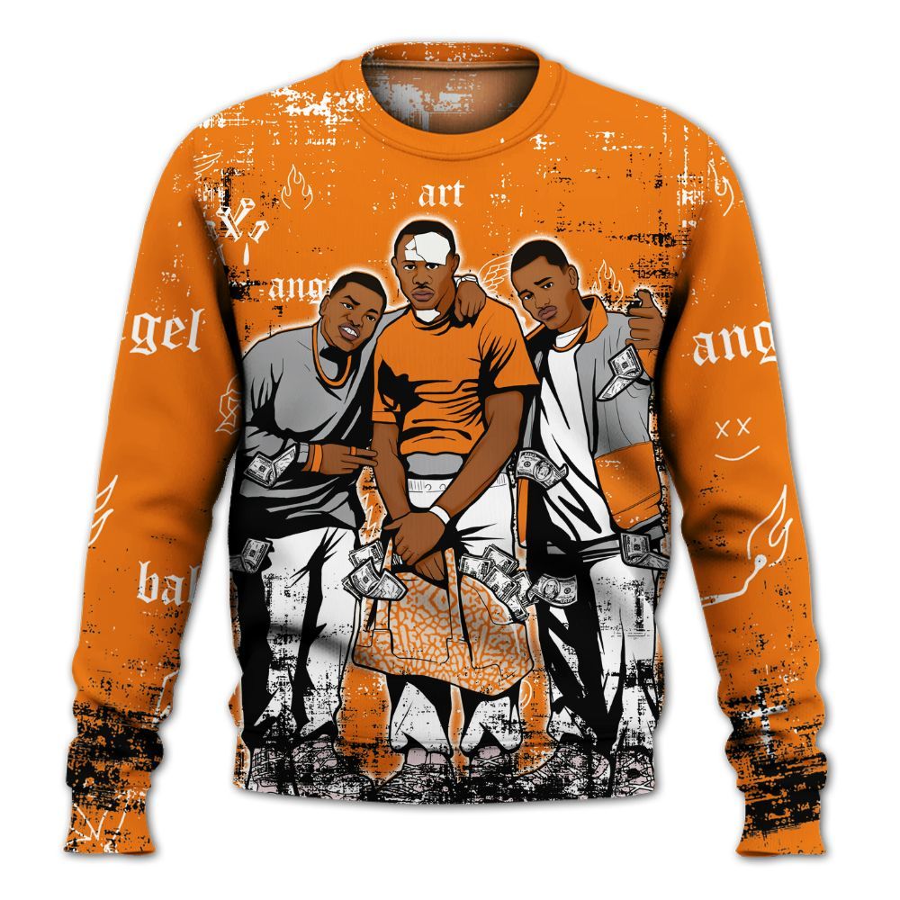 Sweatshirt To Match Orange Citrus 3s - Paid In Full Money All Over Print