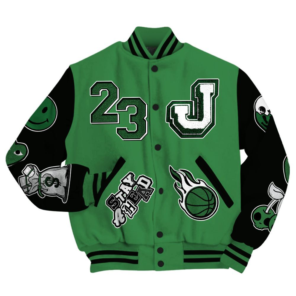 Varsity Jacket To Match Lucky Green 1s - Hustles Money Number 23 All Over Print