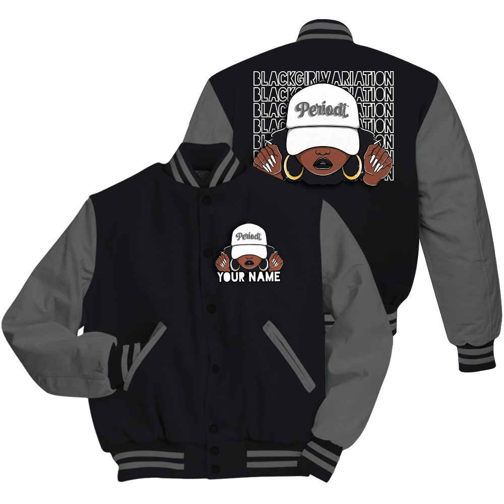 Varsity Jacket To Match White Thunder 4s - Custom Name Black Girl All Over Print