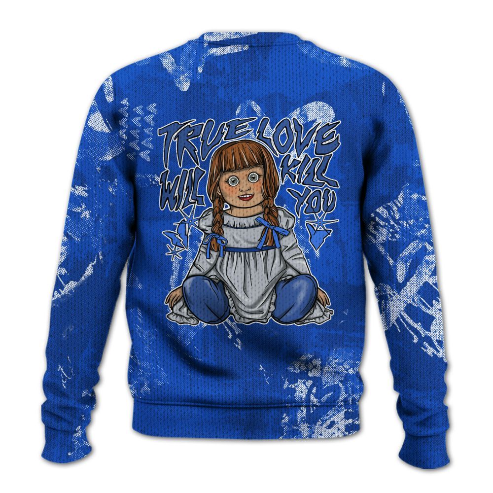 Knitted Sweater To Match Air Foamposite One Royal - Genuine Loves Bear Heart Grunge