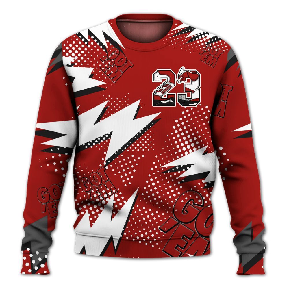 Sweatshirt To Match High OG Varsity Red 1s - Custom Name Number 23 5s All Over Print