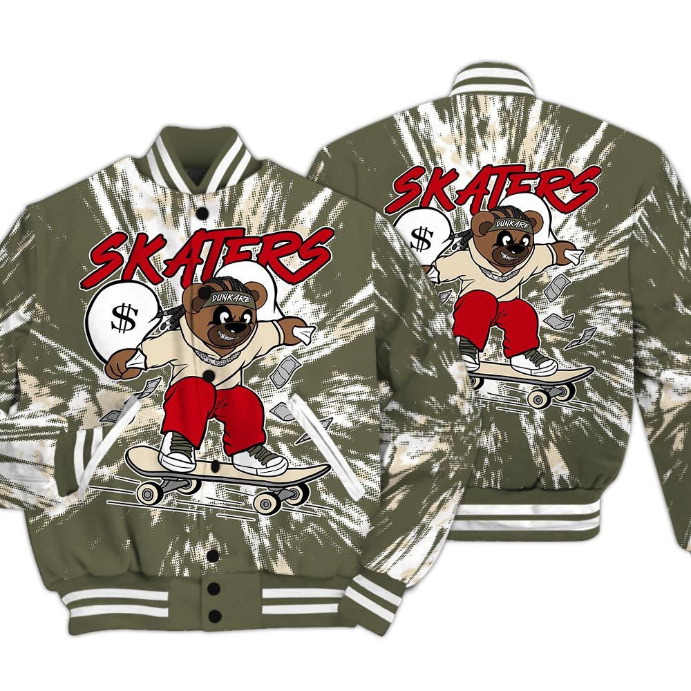 Varsity Jacket To Match Low OG Medium Olive 1s - Skaters Bear Luxury Varsity Jacket Unisex
