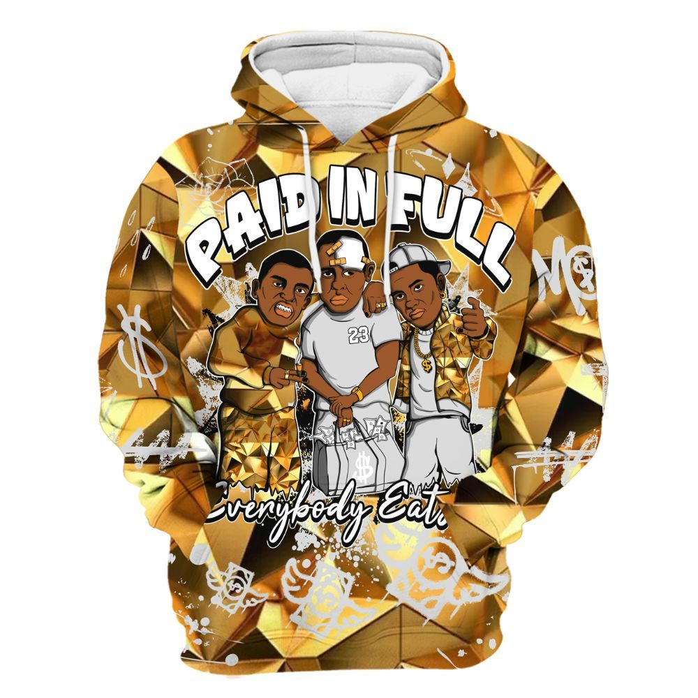 Hoodie To Match NET Gold 4s - Everybody Paid In Full Crayon All Over Print