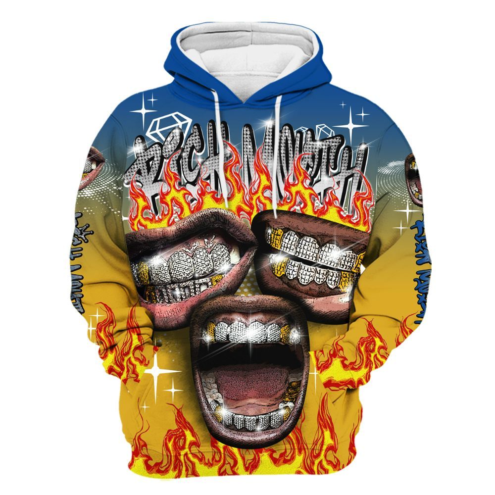 Hoodie To Match High Laney 1s - Rich Mouth Fire Rap Retro 90s All Over Print