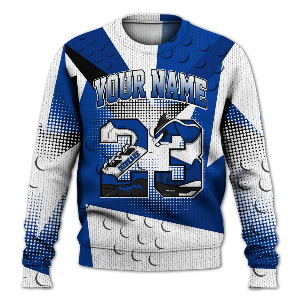 Knitted Sweater To Match Hyper Royal 12s - Poly Custom Name Number 23 5s