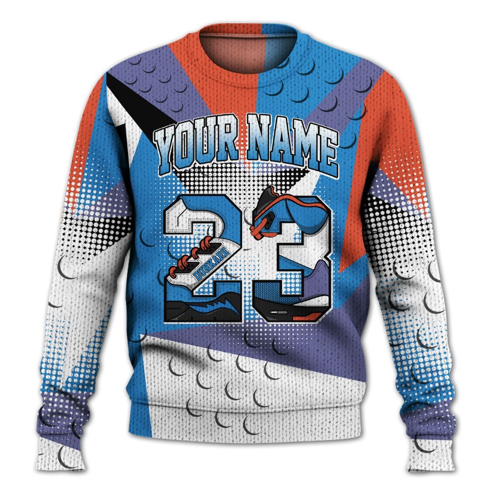 Knitted Sweater To Match Hi-Res Blue 700s - Poly Custom Name Number 23 5s