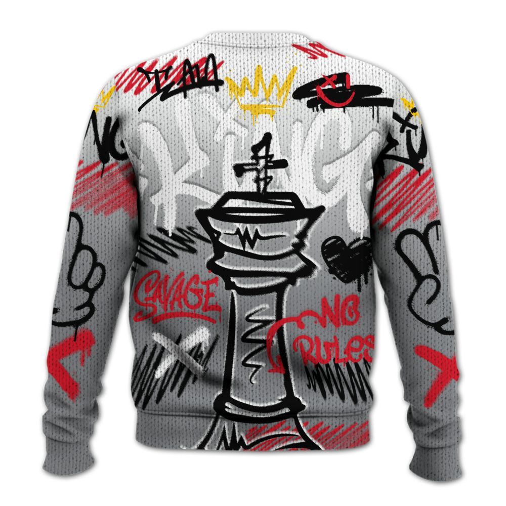 Knitted Sweater To Match Black Cement 3s - Street King Chess Streetwear