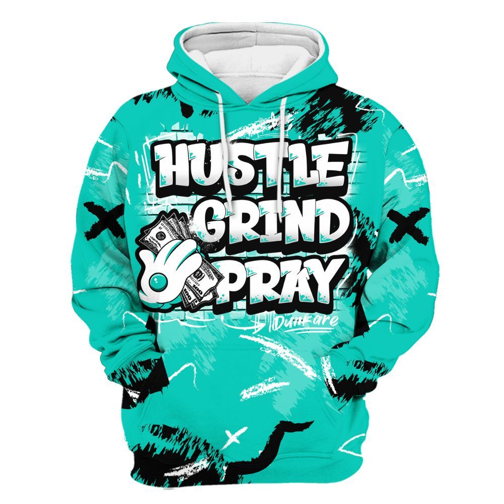 Hoodie To Match Air Max 95 Dark Tiffany - Hustle Grind Pray Retro All Over Print