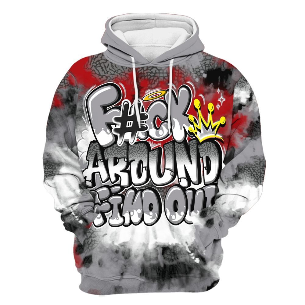 Hoodie To Match Cement Grey 3s - Tie Dye FK Around Find Out All Over Print
